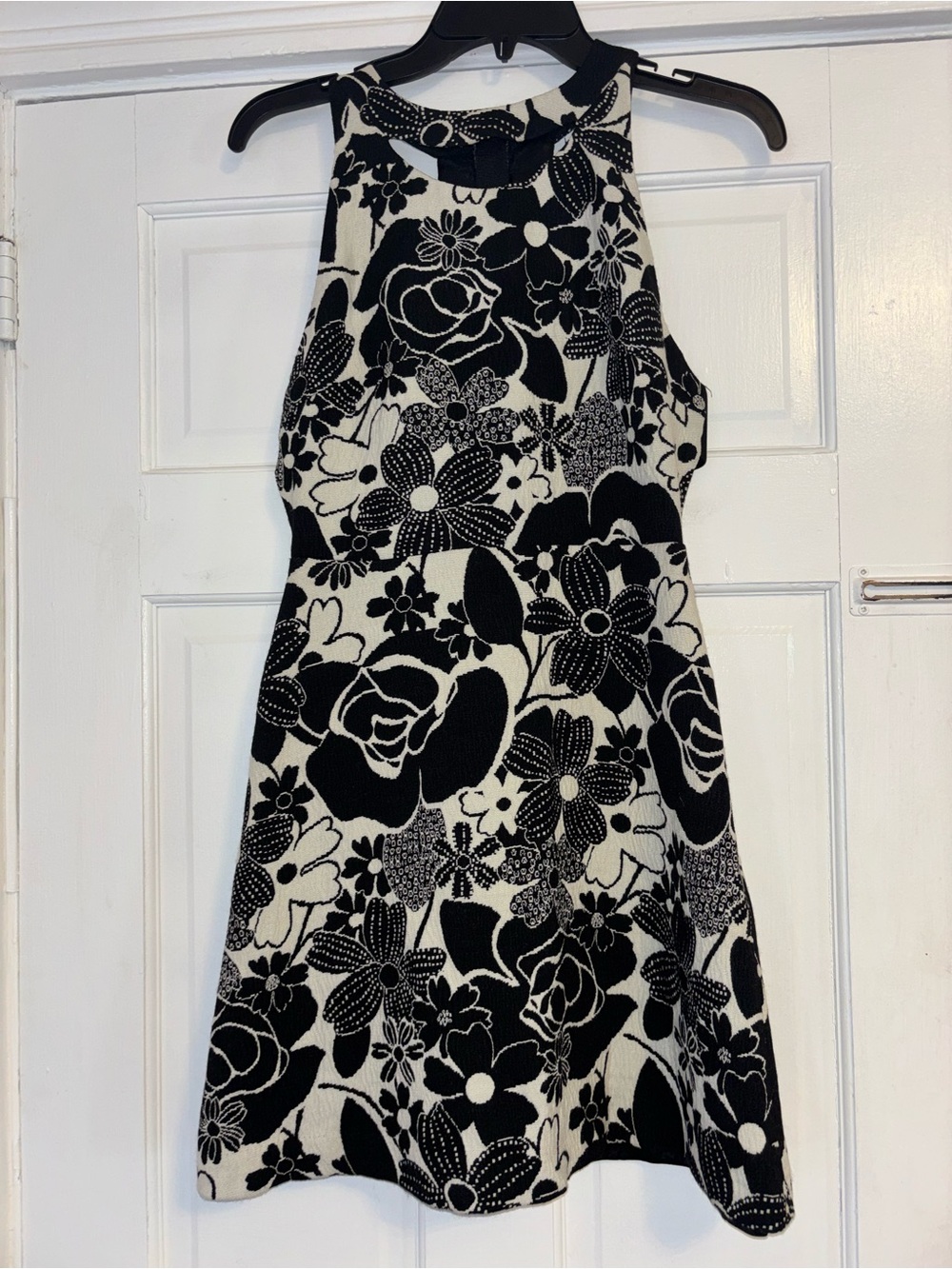 Zara Black & White Floral Halter Mini Dress